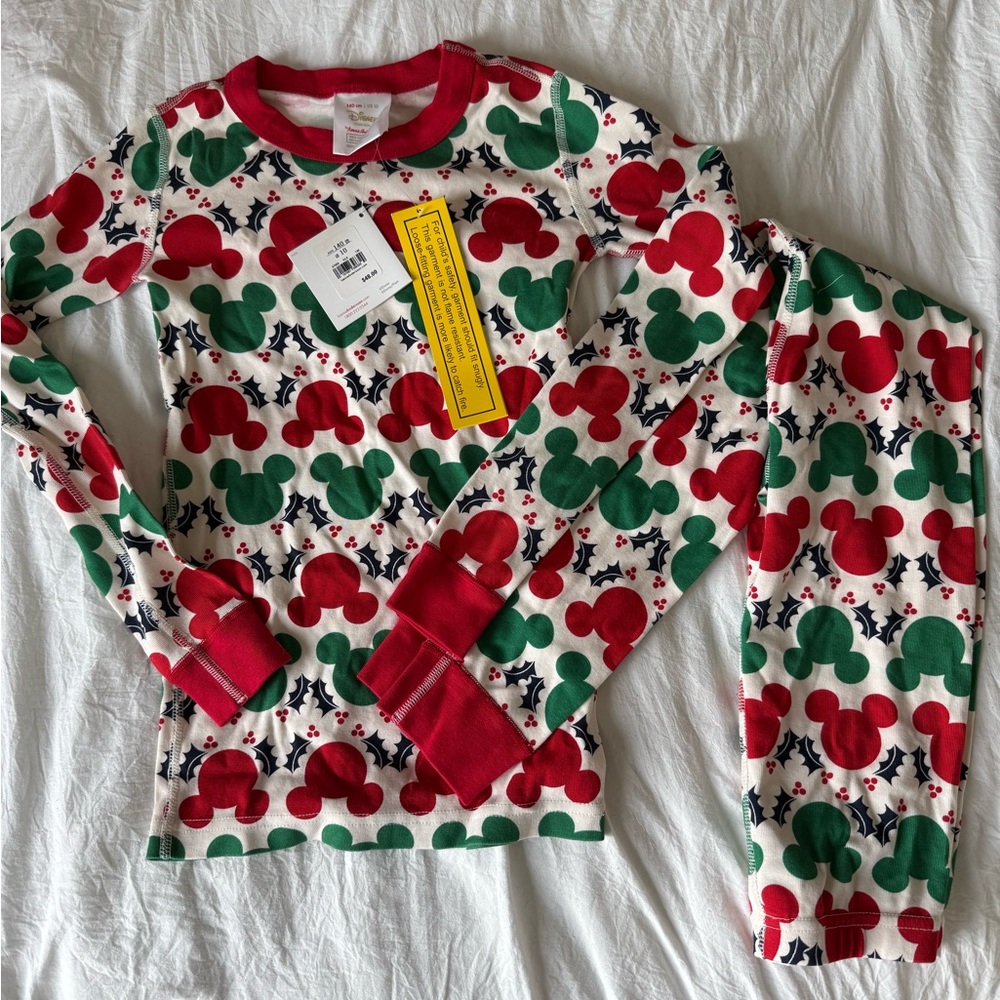 Hanna Andersson Mickey Mouse Pajamas Boys 10 140 cm Girls Christmas Disney Holly